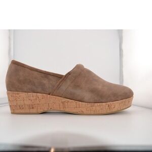 Corkys All Day‎ Comfort Taupe Suede Wedge Mules Women Size 10 Cottagecore Hippy